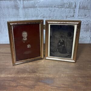 Vintage Bi-Fold Gold Picture Frame